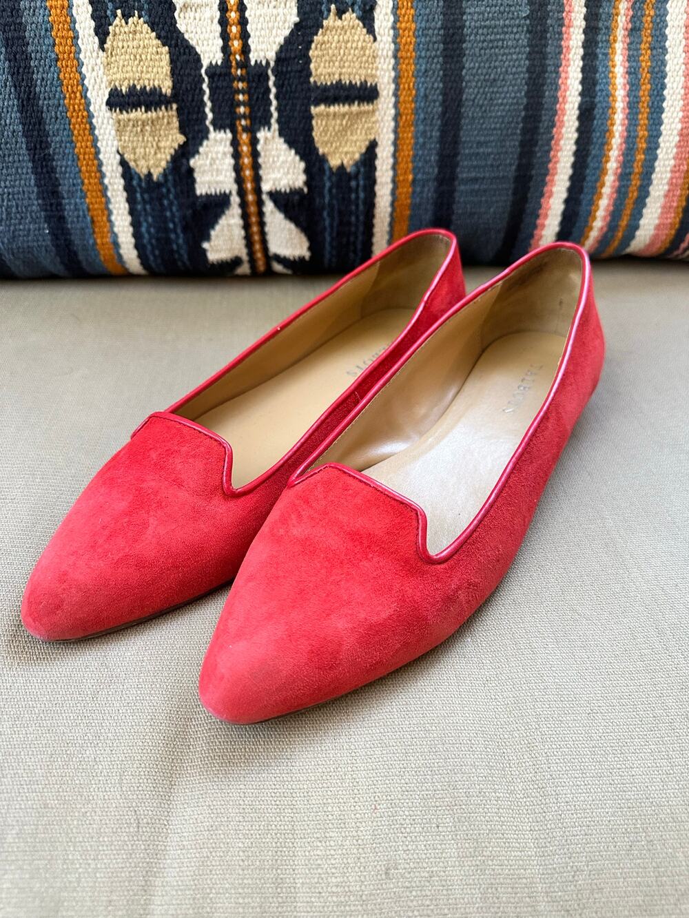 Talbots Coral Suede Flat Loafers Pointed Toe Women’s Size 9